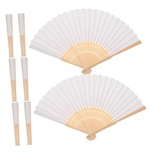 VICASKY 8 Stück Teiliges Faltbare Weiße Papier Handfächer zum Bemalen Kreatives DIY für Vielseitig für Sommerpicknick Kindergartenkunst Hochzeit Gastgeschenke und Partydekorationen von VICASKY
