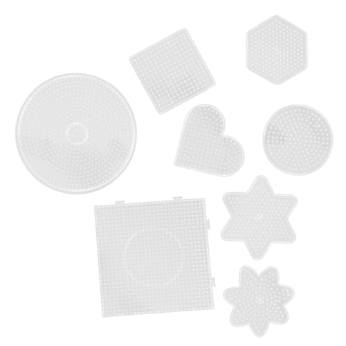 VICASKY 8 Stück Teiliges Fuse Beads Pegboards Mittlere DIY Bastelvorlagen mit Runden Quadratischen Sechseckigen und Sternformen Geeignet für Perlen Kreative Steckplatten für Erwachsene von VICASKY