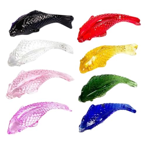 VICASKY 8 Stück Teiliges Kleine Kristallfische Farbige Glasfiguren Realistische Aquarium Deko Bunte Fischornamente Wohnaccessoires Tischdekoration von VICASKY
