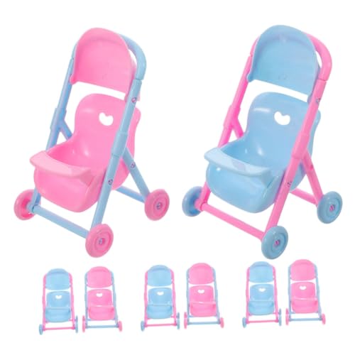 VICASKY 8 Stück Teiliges Mini Puppen-Kinderwagen aus Stabilem Kunststoff Detailgetreuer Puppenwagen für Rollenspiele Tragbar und Leicht als Spielhaus Zubehör von VICASKY