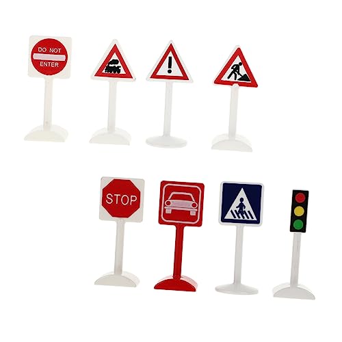 VICASKY Ampelspielzeug Aus Kunststoff 8 Stück Miniatur-verkehrsschilder für Jungen und Mädchen Rollenspiel-Simulation Verkehrsschild für Jungen und Mädchen Lernspielzeug Minilandschafts-Dekoration von VICASKY