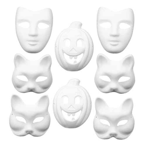 VICASKY 8Stücke DIY Maske Leere Maske für Maskerade und Cosplay Weißes Papiermaske für Kreative Gestaltung für Halloween und Festivals von VICASKY