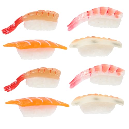 VICASKY 8Stücke Teiliges Realistisches Sushi Modell Imitierte Lebensmittel für Fotodekoration Hochwertigem Farbecht Langlebig und Dekorativ von VICASKY