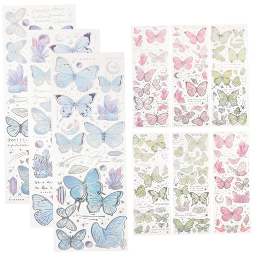 VICASKY 9 Blätter Zeitschriftenaufkleber DIY-hintergrundaufkleber Bastelaufkleber Aufkleber Für Wasserflaschen Schmetterlinge Zum Basteln Aufkleber Für Scrapbooking Das Haustier VICASKY 9 Blätter Zeitschriftenaufkleber DIY-hintergrundaufkleber Bastelaufkleber Aufkleber Für Wasserflaschen Schmetterlinge Zum Basteln Aufkleber Für Scrapbooking Das Haustier von VICASKY