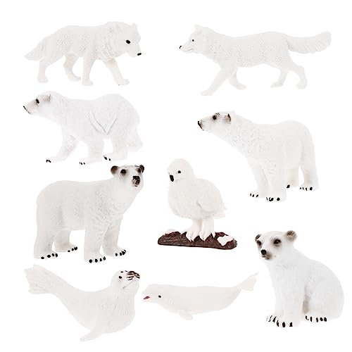 VICASKY 9 Stück Eisbär-Ornamente Mini Polare Tierfiguren Für Meerestiere Arktische Tierstatue Polartierfiguren Seekreaturen Polartier- Plastik Weiß von VICASKY