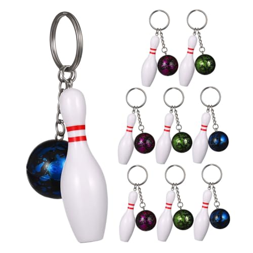 VICASKY 9 Stück Teiliges Bowling Pin Schlüsselanhänger Miniatur Sport Schlüsselanhänger Leichte Langlebige Anhänger in Verschiedenen Farben als Partygeschenk für Bowling Fans VICASKY 9 Stück Teiliges Bowling Pin Schlüsselanhänger Miniatur Sport Schlüsselanhänger Leichte Langlebige Anhänger in Verschiedenen Farben als Partygeschenk für Bowling Fans von VICASKY