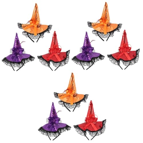 VICASKY 9 Teiliges Halloween Hexenhut Stirnband mit Spitze Pailletten und Schleife Großes Cosplay Haar Accessoire für Damen und Mädchen Komfortabel und Rutschfest für Partys und VICASKY 9 Teiliges Halloween Hexenhut Stirnband mit Spitze Pailletten und Schleife Großes Cosplay Haar Accessoire für Damen und Mädchen Komfortabel und Rutschfest für Partys und von VICASKY