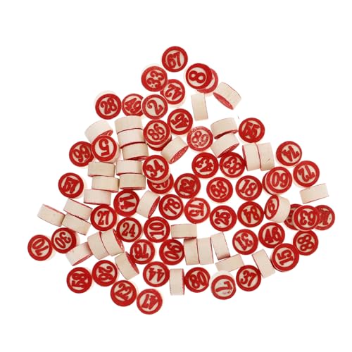 VICASKY 90 Stück Teiliges Holz Zahlenschachset mit Doppelseitigen Roten Spielfiguren Zahlen für Familien Spiele Lernspiele Logisches Brettspiel Zubehör von VICASKY