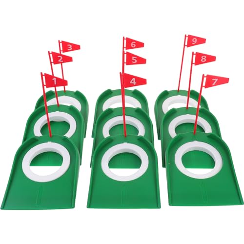 VICASKY Plastiktassen 9St Golfputter Golfzubehör Indoor Golf Golf-Trainingsputter Golfübungs-Putting-Cup Übungsbecher setzen Golflochbecher abnehmbar Schubstangenplatte Golfclubs Flagge von VICASKY