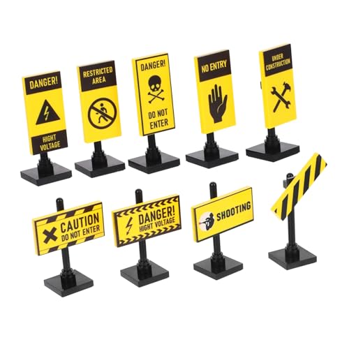VICASKY 9-teiliges Mini-verkehrszeichen-Modell Für Kinder – Lernspielzeug-Set Realistische Straßenschilder Konstruktionszubehör Sicher Zum Spielen Für Kinder von VICASKY