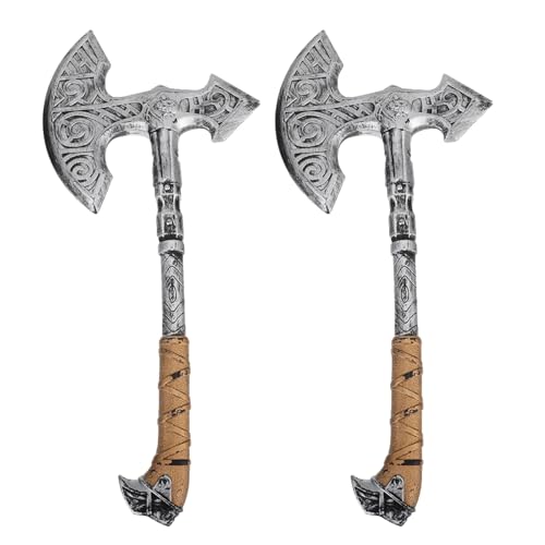 VICASKY Axt Kostüm Tierabwehrstock Axe Halloween Herren LARP 2 Stück Realistische Künstliche Äxte Für Cosplay Kostüm Requisiten Leicht Und Sicher Ideal Rollenspiele von VICASKY