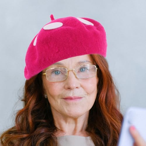 VICASKY Baskenmützen halloween kopfschmuck Kinderkappe Clownhut Bunte, flauschige Beanie-Mütze Halloween-Party-Pilzhut Kawaii-Hüte Pilz-Cosplay-Kappe Hut in Pilzform Wollmischung Rosy von VICASKY