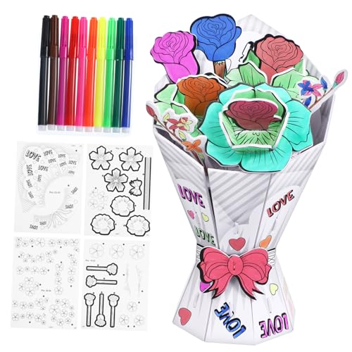VICASKY Blüten Puzzle für Kreatives Blumen Bauspielzeug Handgemacht Fördert Beobachtungsfähigkeiten und Individuell Gestaltbar von VICASKY
