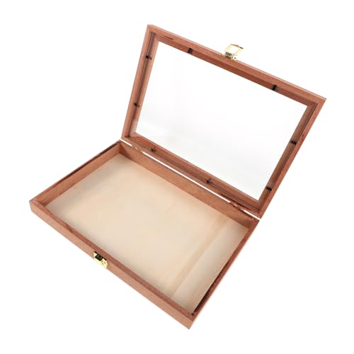 VICASKY Box Aufbewahrungsbox Aus Holz Aufbewahrung Von Trockenblumenproben Schmetterlingsproben Glasabdeckung Probenanzeigetafel Schmetterlingsproben Vitrine Probenanzeigerahmen Hellbraun von VICASKY