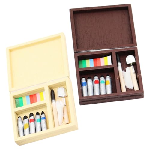 VICASKY Box Mit 2 Sätzen Farbmischwerkzeug Produkte künstlich Anlage gefälscht Zubehör für kinderspielzeug hühner Toys Mini-Dekoration Mini-Hausmalwerkzeug Holz von VICASKY