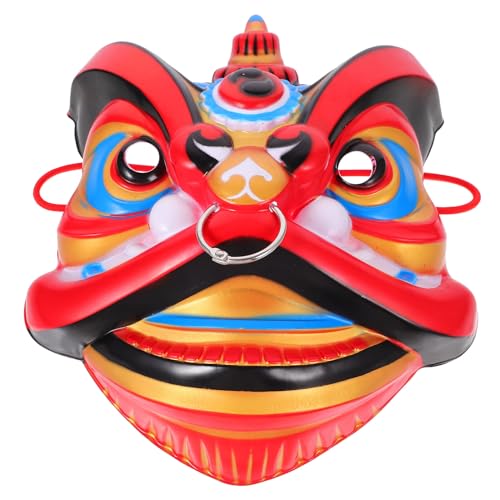 VICASKY Chinesische Drachen-Löwen-Masken 3D-Tanz-Löwenkopf-Maske 2024 Neujahrsparty Cosplay-Maske Requisite Orientalische Opernaufführungsmasken Frühlingsfest Partybevorzugung Rot von VICASKY