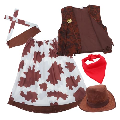 VICASKY Cowgirl Kostüm Damen Western Outfit mit Weste Bandana und Hut für Halloween Karneval Themen Partys Authentische Western Verkleidung für Erwachsene Mädchen VICASKY Cowgirl Kostüm Damen Western Outfit mit Weste Bandana und Hut für Halloween Karneval Themen Partys Authentische Western Verkleidung für Erwachsene Mädchen von VICASKY