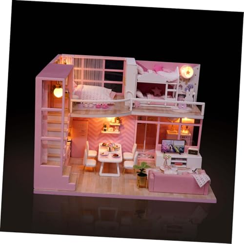 VICASKY DIY Miniaturhaus Bausatz Holzhaus zum Selberbauen Kreatives Handwerk für Familien Einfaches Zusammenbauen Sicheres Material für Fantasievolles und Dekoration von VICASKY