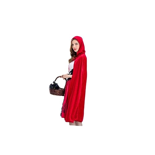 VICASKY Damen Rotkäppchen Kostüm Für Halloween Rotes Kleid Mit Kapuze Für Karneval Und Fasching von VICASKY