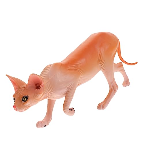 VICASKY Dekorative Haarlose Katzenfigur Realistische Simulations Kätzchen Statue aus Hochwertigem für Stilvolle Raumdekoration als von VICASKY