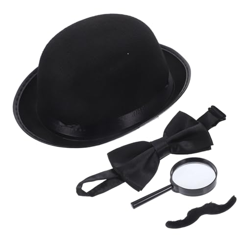 VICASKY Detektiv Cosplay mit Hut Lupe Schnurrbart und Fliege Leichte und Kunststoffaccessoires für Kostümparty Halloween und Verkleidungsspiel für Damen und Herren von VICASKY