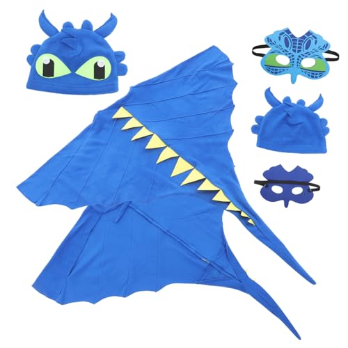 VICASKY Dinosaurier Cosplay Kostüm mit Cape Hut und Maske Buntes Halloween Kostüm für Jungen und Mädchen Bequemes Material für Kinderfest Rollenspiele und Kostümpartys von VICASKY