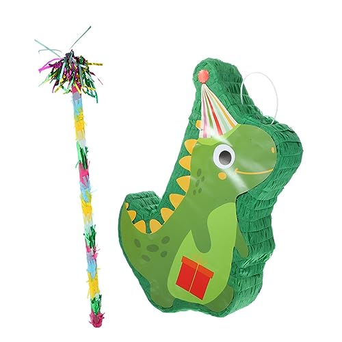 VICASKY Dinosaurier Pinata Teilig mit Grünem Dinosaurier und Klöppel Party Dekoration für Geburtstag Festival und Robustes Partyspiel Zubehör von VICASKY