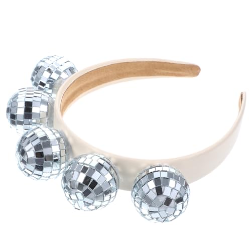 VICASKY Disco Ball Haarband für Partys Dekoratives Haaraccessoire mit Spiegel für für Festlichkeiten und Cosplay Events Weiß Schimmernd Auffälliger Kopfschmuck für Unvergessliche von VICASKY