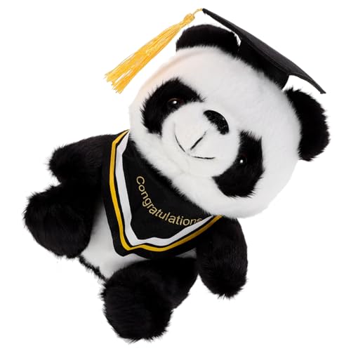 VICASKY Doktor Panda Puppe Abschlusshut-Panda- Abschlussplüschpanda Ausgestopfter Abschlussbär Abschluss-Panda- Plüsch-Panda-Puppe Doktor Panda Stoffpuppe Baumwolle Yellow von VICASKY