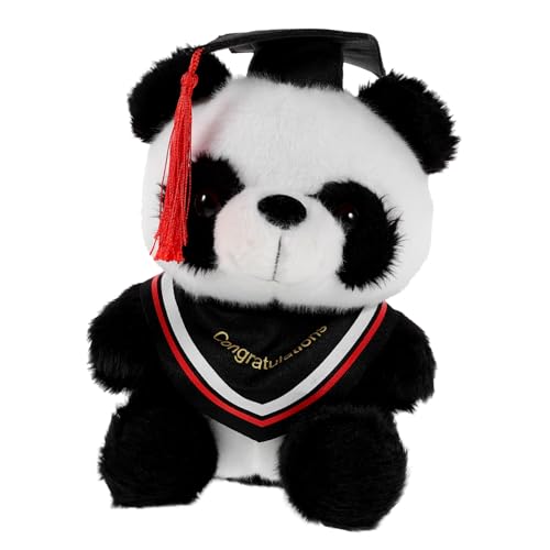VICASKY Doktor Panda Puppe Gefülltes Panda- Zum Abschluss Gefülltes Graduiertenmütze- Plüschpanda Mit Abschlusskappe Ausgestopfte Plüsch-Panda-Puppe Baumwolle Rot von VICASKY