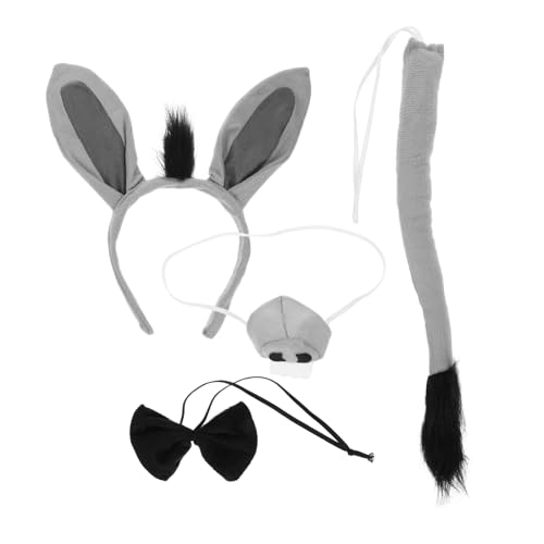 VICASKY Donkey Kostüm Set Teilig mit Ohren Stirnband Nase und Fliege Leichtes Party Accessoire für Halloween Karneval Farm und Geburtstagspartys Vielseitig und Tragbar Fördert Kreatives von VICASKY