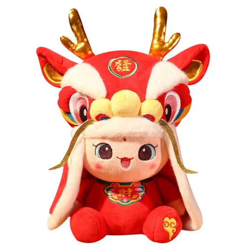 VICASKY Drache Stofftier Chinesisches Neujahr Drache Plüschpuppe 30 cm 2024 Jahr des Drachen Maskottchen Puppe Sternzeichen Tiermaskottchen Für Chinesische Neujahrsgeschenke von VICASKY