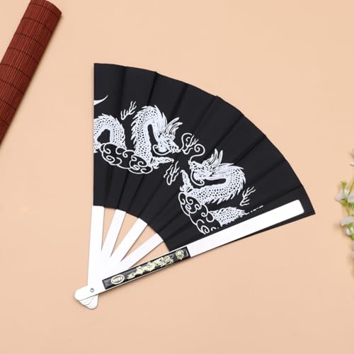 VICASKY Edelstahl Faltbarer Handfächer mit Chinesischem Langmuster Leichter Metallfan für Tai Chi Fitness Kung Fu Leistung Tragbarer Handventilator für Sommer Kühlung und Tanz Dekoration VICASKY Edelstahl Faltbarer Handfächer mit Chinesischem Langmuster Leichter Metallfan für Tai Chi Fitness Kung Fu Leistung Tragbarer Handventilator für Sommer Kühlung und Tanz Dekoration von VICASKY