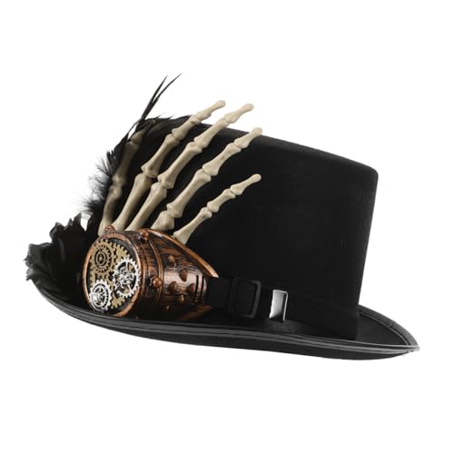 VICASKY Einäugige Brille Top-hut Halloween Kleiden Cowgirl-accessoires Für Frauen Cosplay-gasmasken Halloween-gasmaske Halloween Hexenhut Gothic Schirmmützen Feder Black von VICASKY