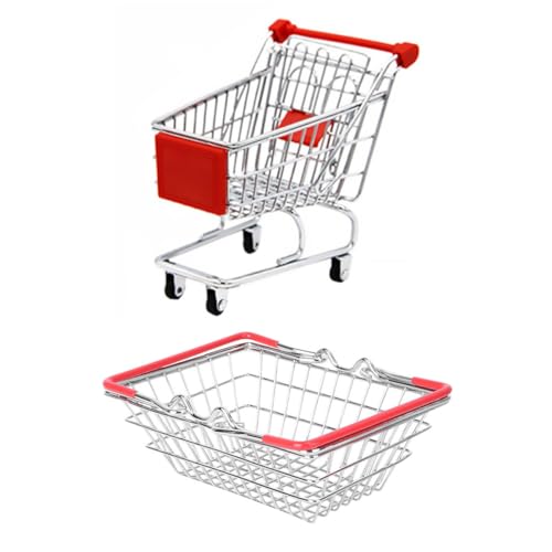 VICASKY Einkaufskorb und Einkaufswagen Kreatives Rollenspiel für Mädchen und Jungen Stabiles Großes Fassungsvermögen für Aufbewahrung Bücher Fördert Fantasie und Motorische Fähigkeiten von VICASKY