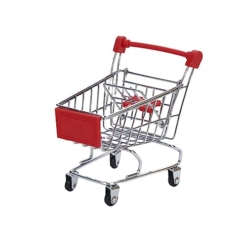VICASKY Einkaufswagen Mini Kinderspielzeug Einkaufswagen Mini Karren Babyzubehör Simulationswagen Aufbewahrungsbehälter Rot von VICASKY