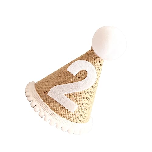 VICASKY Geburtstagsmütze Für Babys – Leinen Partyhut Zum 1 Geburtstag Mit Pompon – Süße Dekoration Für Jungen Und Mädchen Zur Kindergeburtstagsparty von VICASKY