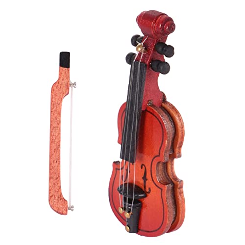VICASKY Geigenmodell Kleine Geige Miniaturmöbel Geigenkoffer Mini-geigen Miniaturen Miniaturgeige Spielzeuggeige Mini-zubehör Violine Winzige Geige, Die Musik Spielt Brown Holz von VICASKY