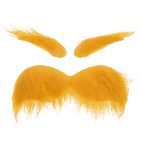 VICASKY Gelber Fake Bart Gelb Weiße Falsche Augenbrauen Und Mustache Schnurrbart Falscher Set Augenbrauen-Set Zum Aufkleben Von Opa Alter Mann Cosplay-verkleidungszubehör VICASKY Gelber Fake Bart Gelb Weiße Falsche Augenbrauen Und Mustache Schnurrbart Falscher Set Augenbrauen-Set Zum Aufkleben Von Opa Alter Mann Cosplay-verkleidungszubehör von VICASKY