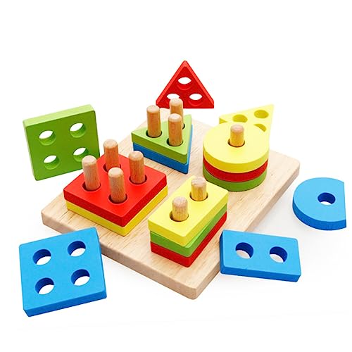 VICASKY Geometrisches Stapelspiel Bunte Bauklötze Für Formensortierer Stapelset Für Kreative Spielstunden Pädagogisches Für 1 3 Jahre Alte ädchen Und Jungen von VICASKY