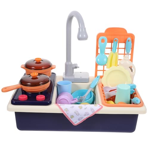 VICASKY Geschirrspüler mit Wasserkreislauf Elektrisches Küchenspüle aus Sicherem Kunststoff Blau Fantasievolles Rollenspiel für Mädchen und Jungen von VICASKY