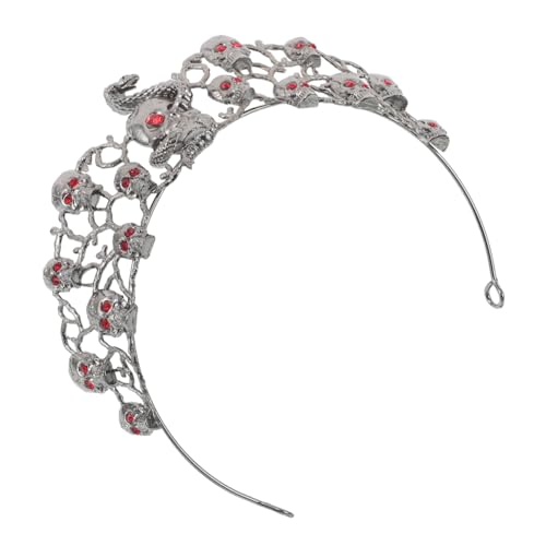 VICASKY Gothic Tiara mit funkelndem Schädel Leichte Retro Haarkrone aus Legierung Auffälliges Halloween Festival Haarschmuck für Damen Bequemes Kopfstück für Festzüge und Cosplay von VICASKY