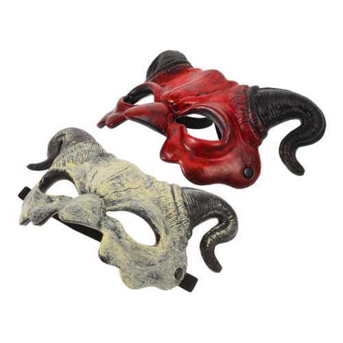 VICASKY Halbgesichts-hornteufelsmaske Halloween Maske Gruseliges Teufelshorn Maskenaccessoire für Erwachsene Bequemes Atmungsaktives Design Vielseitig für Karneval Cosplay und Maskenbälle von VICASKY