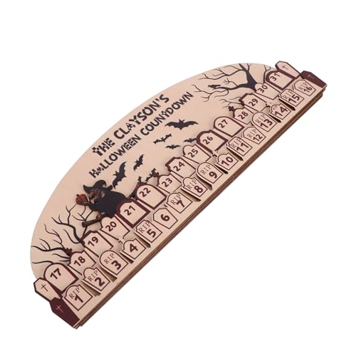 VICASKY Halloween-Adventskalender sterben Countdown-Kalender Dekorationen Puzzle Halloween-Partygeschenke Halloween Countdown Halloween Kalender Witch Decor Holzverzierung Countdown- von VICASKY