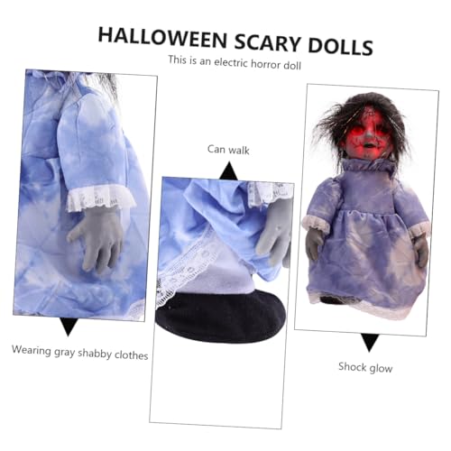 VICASKY Halloween Gruselige Voice Activated Induction Puppe mit Leuchtenden Augen und Automatischem Gehen Schaurige Halloween Dekoration für Party und Spukhaus Batteriebetrieben ohne von VICASKY