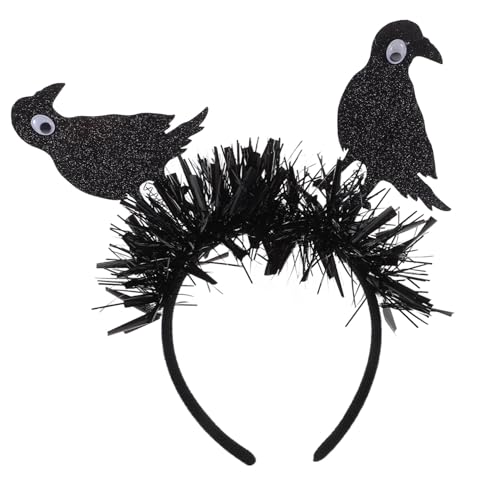 VICASKY Halloween Haarreif mit Glitzer und Rabenmotiv Wiederverwendbares Party Haar Accessoire Sicheres Material Leicht zu Lagern für Kostüm Karneval und Cosplay von VICASKY