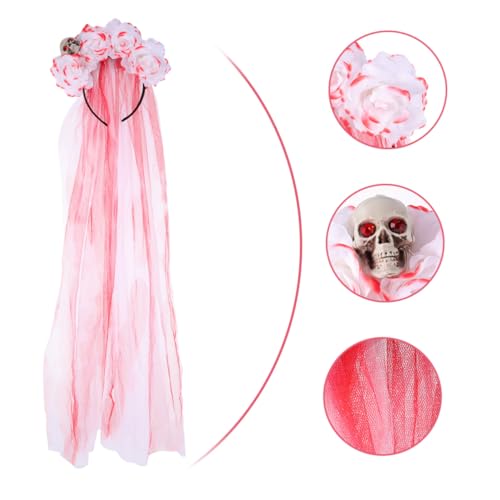 VICASKY Halloween Haarreif mit Künstlichen Rosen und Mittlere Hautfreundlich für Halloween Party Cosplay Ghost Day und Mädchen Festliches Accessoire für Gruppenfotos von VICASKY