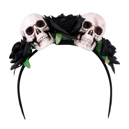 VICASKY Halloween Haarreif mit Künstlichen Rosen und Skelett Motiv Leichtes Bequemes Party Haarschmuck für Damen für Halloween Karneval und Maskeraden VICASKY Halloween Haarreif mit Künstlichen Rosen und Skelett Motiv Leichtes Bequemes Party Haarschmuck für Damen für Halloween Karneval und Maskeraden von VICASKY