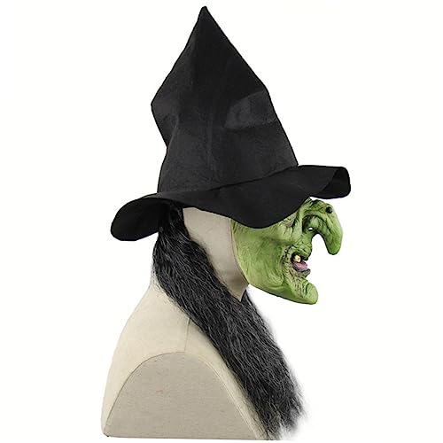 VICASKY Halloween Hexenmaske Gruselige Horrormaske Für Cosplay Und Kostümpartys Schaurige Grüne Kopfmaske Mit Grauen Haaren Für Erwachsene Und Ideal Für Halloween Deko Und Karneval VICASKY Halloween Hexenmaske Gruselige Horrormaske Für Cosplay Und Kostümpartys Schaurige Grüne Kopfmaske Mit Grauen Haaren Für Erwachsene Und Ideal Für Halloween Deko Und Karneval von VICASKY