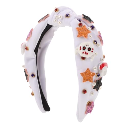 VICASKY Halloween Perlen Stirnband mit Strasssteinen Geknotetes Haarband mit Teufel Kürbis Design Stilvolles Halloween Haarschmuck für Damen für Kostüm und Gothic Partys von VICASKY